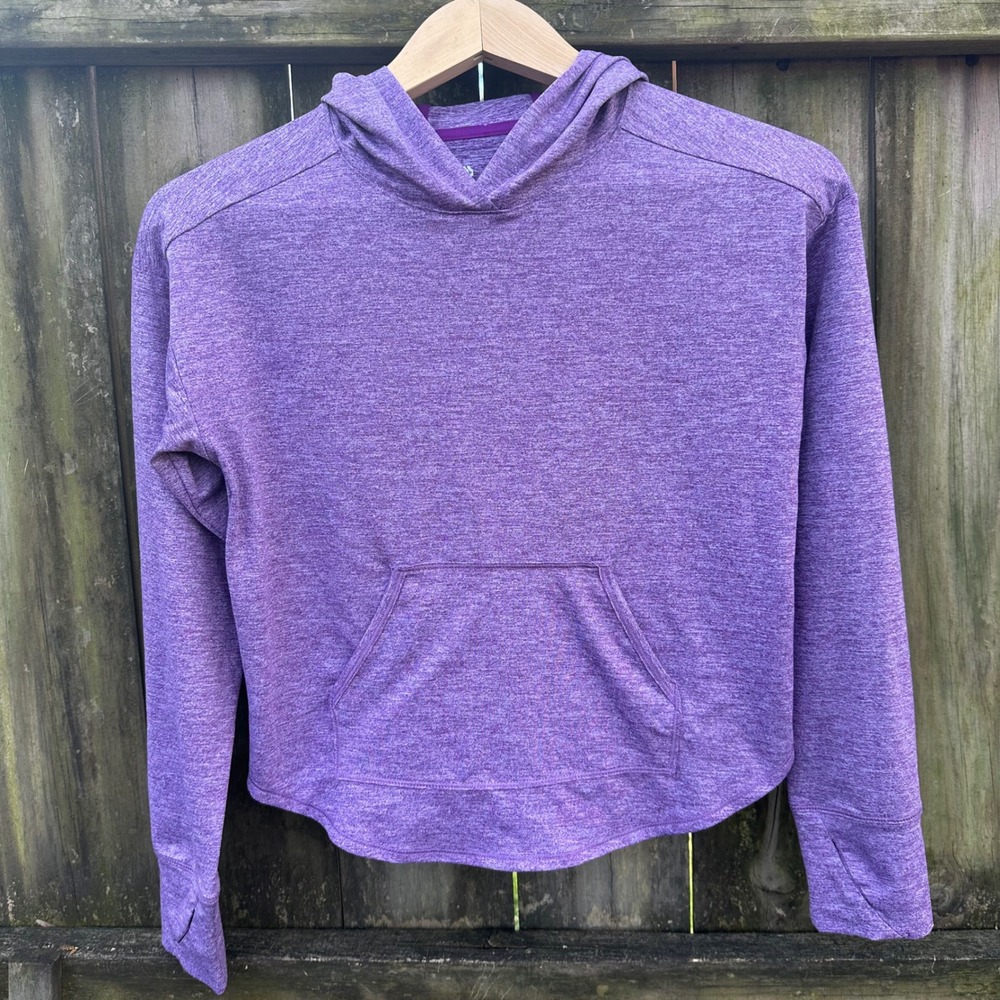 NWOT All In Motion‎ Girls Purple Heathered Activewear Pullover Hoodie Size XL 14